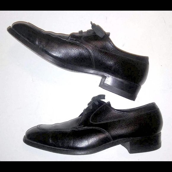 Florsheim Vintage Black Pebble Leather Shoes 8M - Picture 2 of 5
